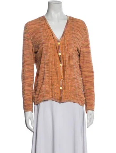 Pre-owned Missoni Patterned V-neck Sweater In Orange