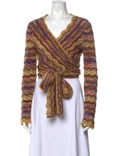 Pre-owned Missoni Patterned V-neck Sweater In Orange