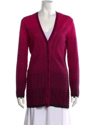 Pre-owned Missoni Patterned V-neck Sweater In Pink