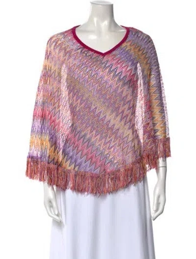 Pre-owned Missoni Patterned V-neck Sweater In Pink