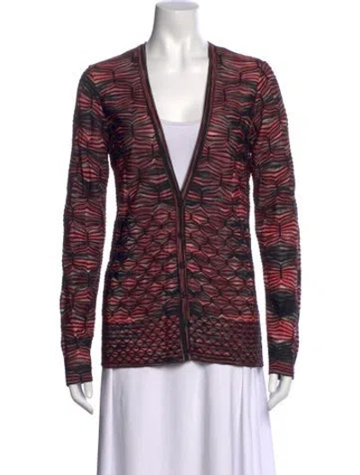 Pre-owned Missoni Patterned V-neck Sweater In Pink
