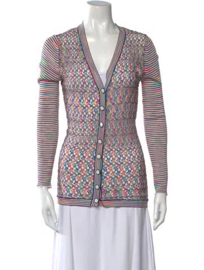 Pre-owned Missoni Patterned V-neck Sweater In Pink