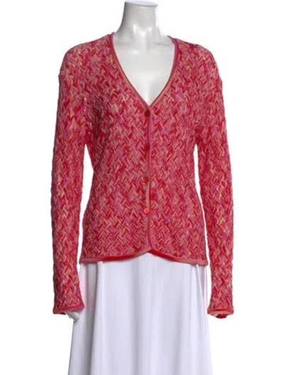 Pre-owned Missoni Patterned V-neck Sweater In Pink