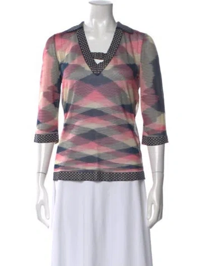 Pre-owned Missoni Patterned V-neck Sweater In Purple