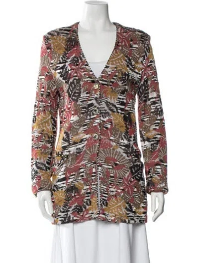 Pre-owned Missoni Patterned V-neck Sweater In Red