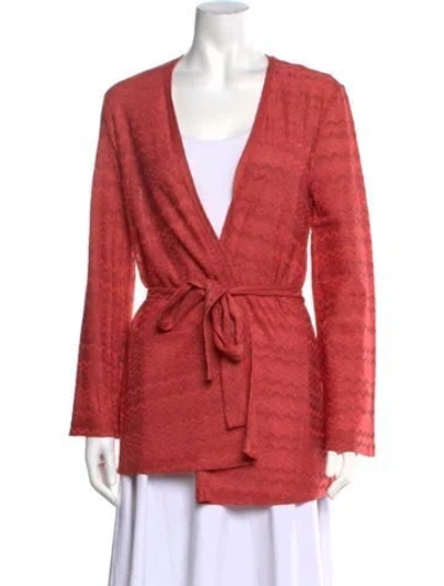 Pre-owned Missoni Patterned V-neck Sweater W/ Tags In Pink