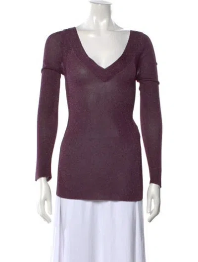 Pre-owned Missoni Patterned V-neck Sweater W/ Tags In Purple