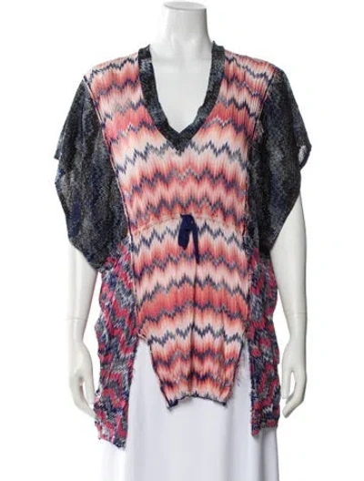 Pre-owned Missoni Patterned V-neck Tunic In Blue