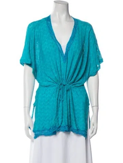 Pre-owned Missoni Patterned V-neck Tunic In Blue