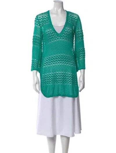 Pre-owned Missoni Patterned V-neck Tunic In Green