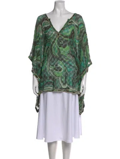 Pre-owned Missoni Patterned V-neck Tunic In Green