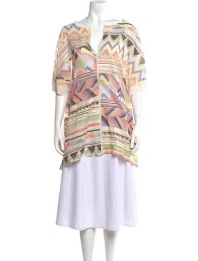 Pre-owned Missoni Patterned V-neck Tunic In Neutral