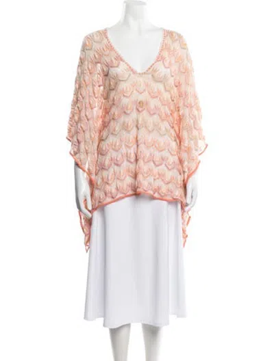 Pre-owned Missoni Patterned V-neck Tunic In Pink