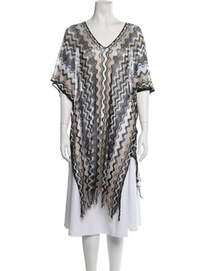 Pre-owned Missoni Patterned V-neck Tunic In Purple/yellow