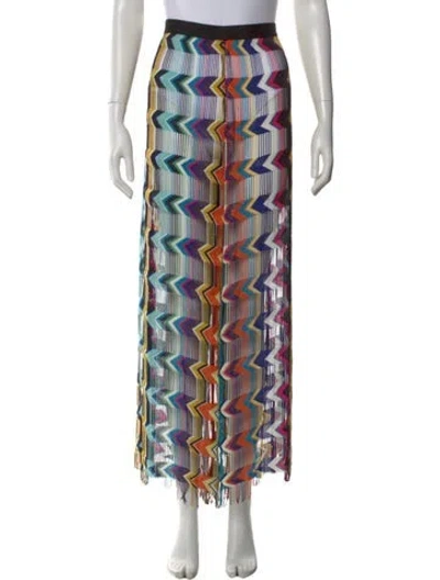 Pre-owned Missoni Patterned Wide Leg Pants In Blue