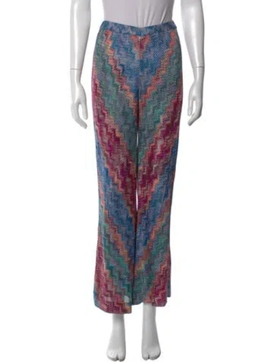 Pre-owned Missoni Patterned Wide Leg Pants In Blue