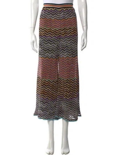 Pre-owned Missoni Patterned Wide Leg Pants In Blue/orange/purple