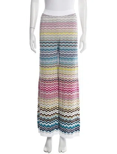 Pre-owned Missoni Patterned Wide Leg Pants W/ Tags In White