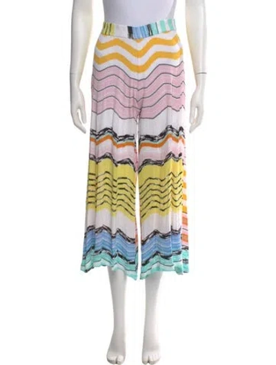 Pre-owned Missoni Patterned Wide Leg Pants In White