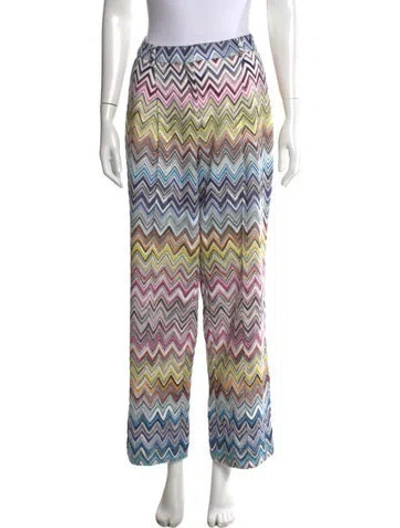 Pre-owned Missoni Patterned Wide Leg Pants In White