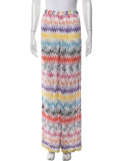 Pre-owned Missoni Patterned Wide Leg Pants In White
