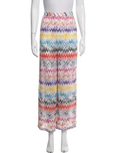 Pre-owned Missoni Patterned Wide Leg Pants In White