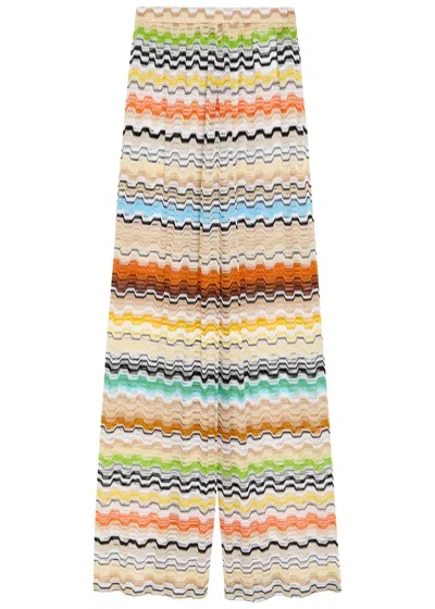 Missoni Patterned Wide-leg Fine-knit Beach Trousers In Multi