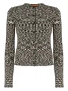 Missoni Short Crew Neck Cardigan In Smooth Flame Knit In Multi