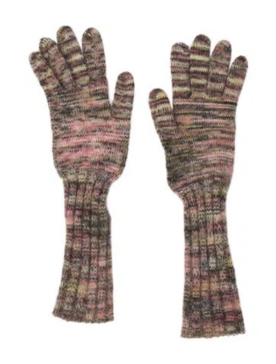 Pre-owned Missoni Patterned Wool Gloves In Green
