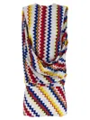 Missoni Zigzag Pattern Peplos Minidress With Draped Front In Multi