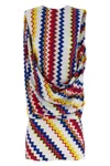 Missoni Zigzag Pattern Peplos Minidress With Draped Front In Multi