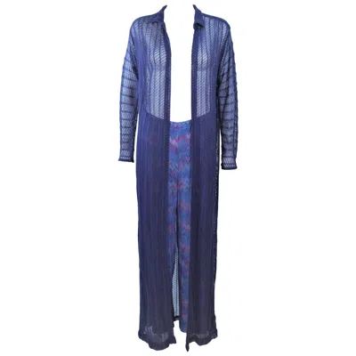 Pre-owned Missoni Periwinkle Duster And Zig Zag Pattern Pants Size 46 In Blue
