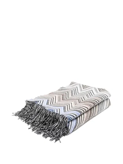 Missoni Perseo Fringed Zigzag Throw In Gray