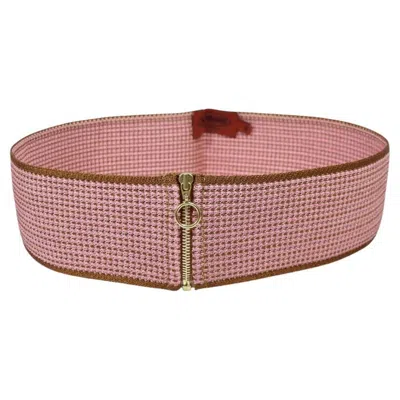 Pre-owned Missoni Pink & Brown Woven Wide Belt With Front Zipper - Eu 40