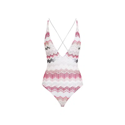 Missoni Pink And Purple One-piece Swimsuit For Women In Multi