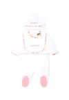 Missoni Pink Babygrow Set For Baby Girl With Logo In White