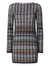 Missoni Houndstooth Mini Dress Long Sleeves In Multi