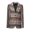 Shop Missoni Pink Lame Chevron Viscose Knit Blazer