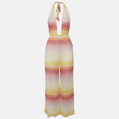 Pre-owned Missoni Pink Lurex Knit Halter Neck Jumpsuit S