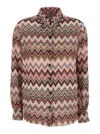 Missoni Pink Shirt With All Over Zig Zag Motif In Cotton And Viscose Blend Woman In Multicolor