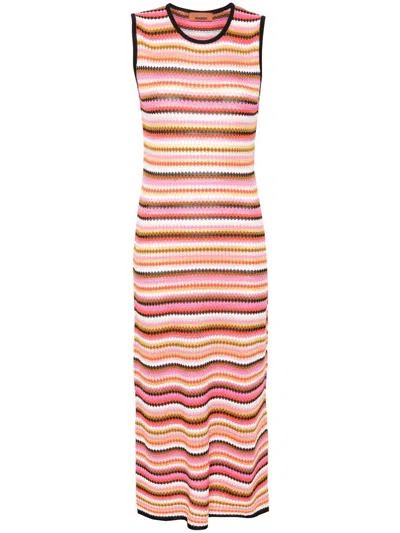 Missoni Pink Striped Knitted Midi Dress