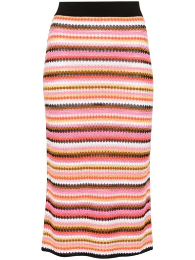 Missoni Pink Striped Knitted Midi Skirt