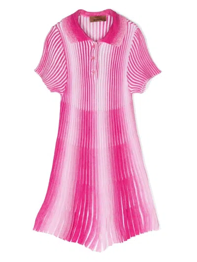 MISSONI PINK STRIPED LAMINATED KNIT DRESS