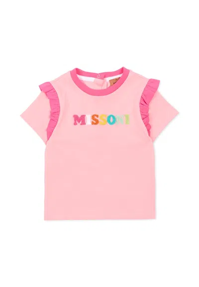 MISSONI PINK T-SHIRT FOR BABY GIRL WITH LOGO