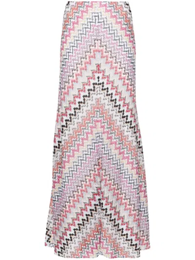 Missoni Pink Zigzag Pattern Long Skirt For Women In Multi