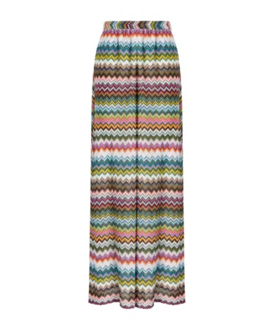MISSONI MISSONI PIXEL-EFFECT ZIGZAG BEACH COVER-UP TROUSERS