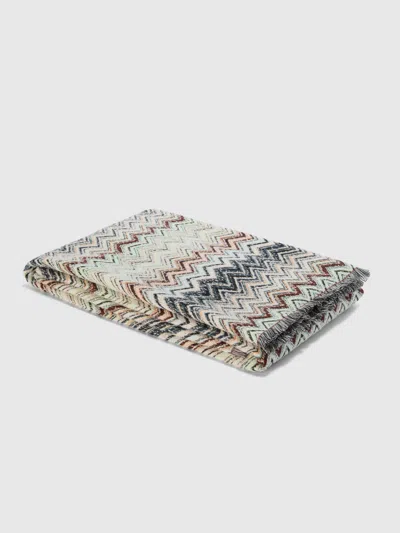 Missoni Plaid Blanket 130x195 Cm Cotton And Wool Blend Chevron In Brown