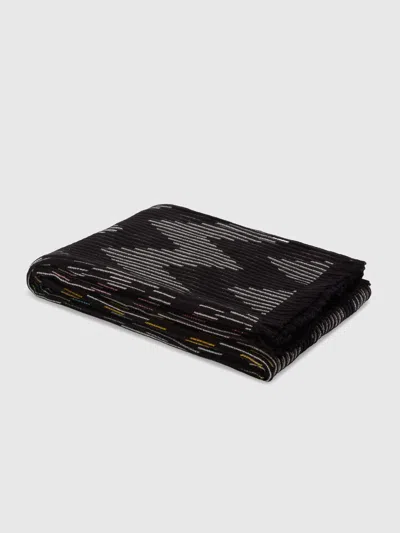 Missoni Dinamico Plaid In Wool Blend 135x190 Cm With Fringes And Chevron Pattern