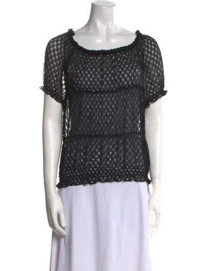 Pre-owned Missoni Plaid Print Bateau Neckline Blouse In Black