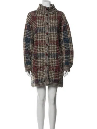 Pre-owned Missoni Plaid Print Coat In Brown